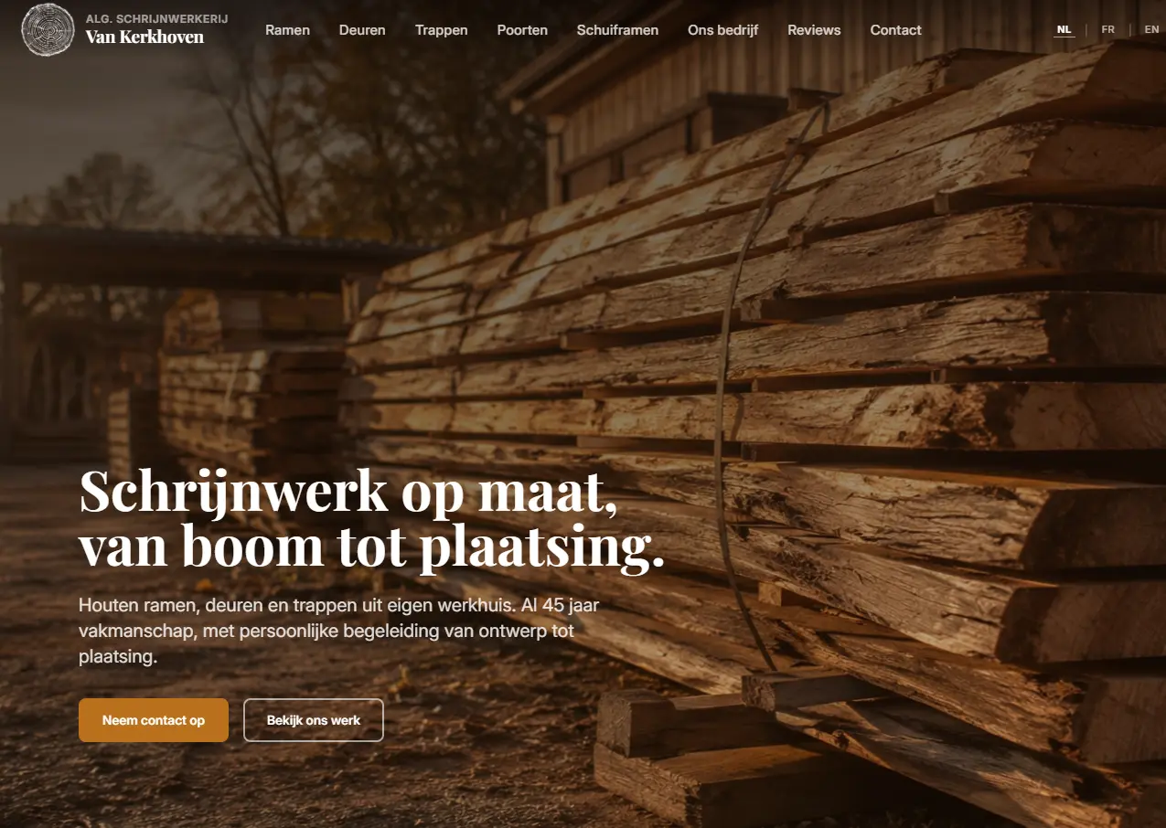 Homepage van Schrijnwerkerij Van Kerkhoven